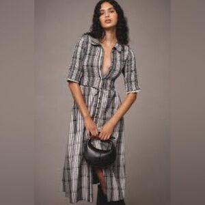 Anthropologie Black and White Plaid Dress